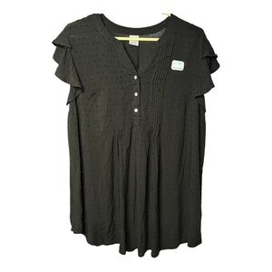Time and Tru Maternity Woven Pintuck Shirt Top Women's Medium (8/10) Black‎ NWT